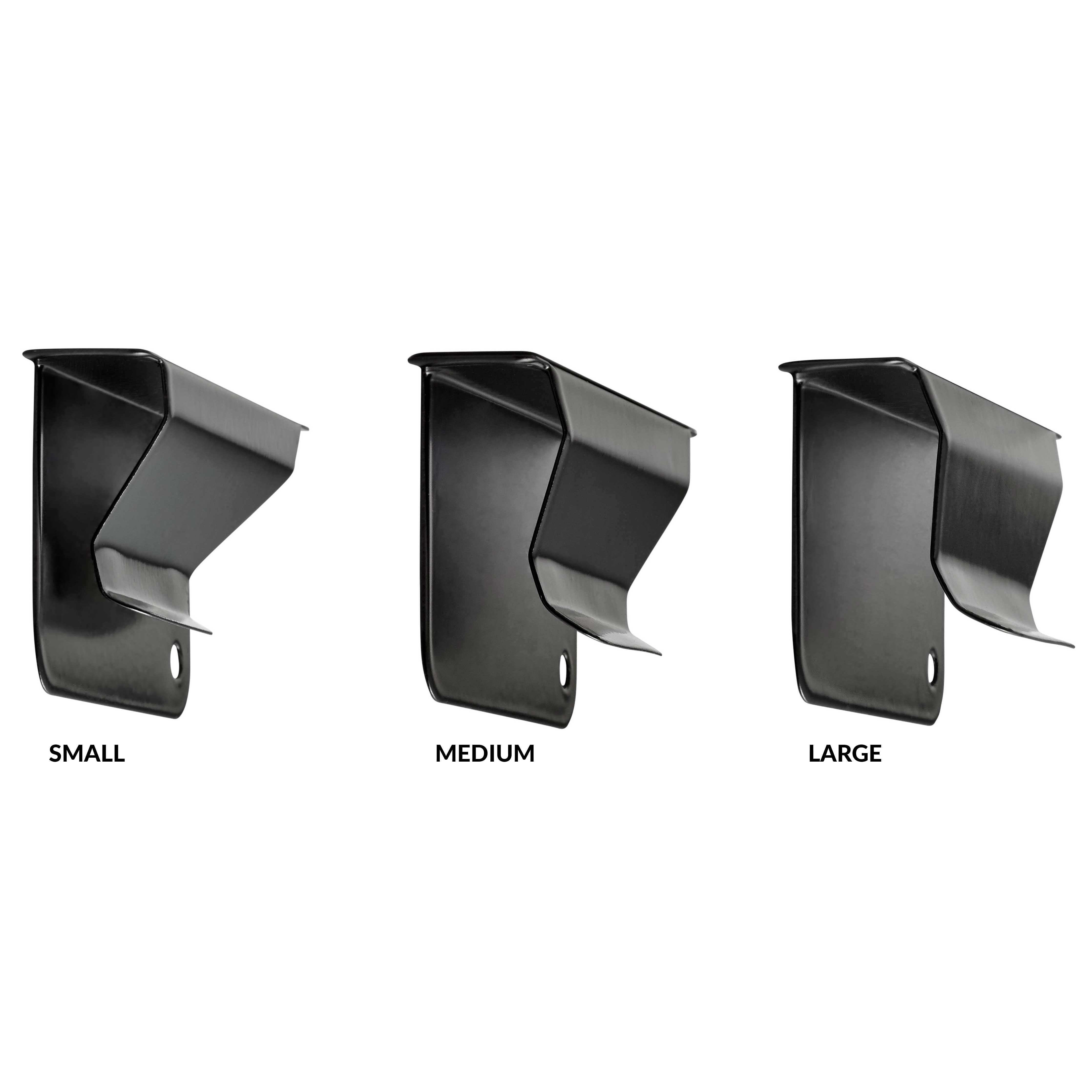 Side View of Drawer Bin Clip in 3 Sizes